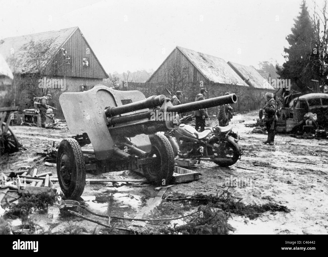 Des pièces d'artillerie russes faits prisonniers, 1945 Banque D'Images