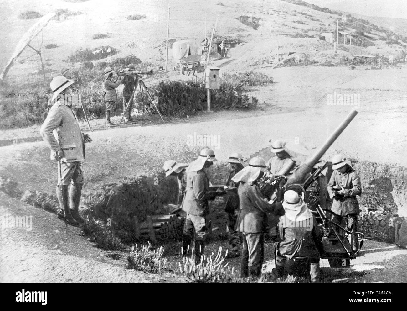 Canon anti-aérien allemand en Macédoine, 1917 Banque D'Images