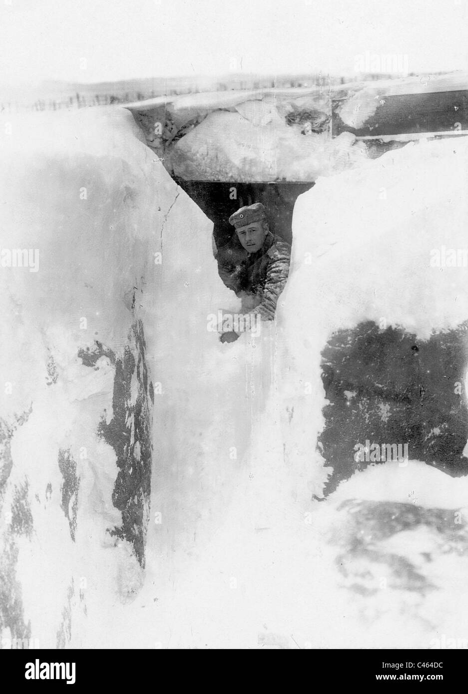 A neigé en allemand sur le front de l'Est, 1916 Banque D'Images