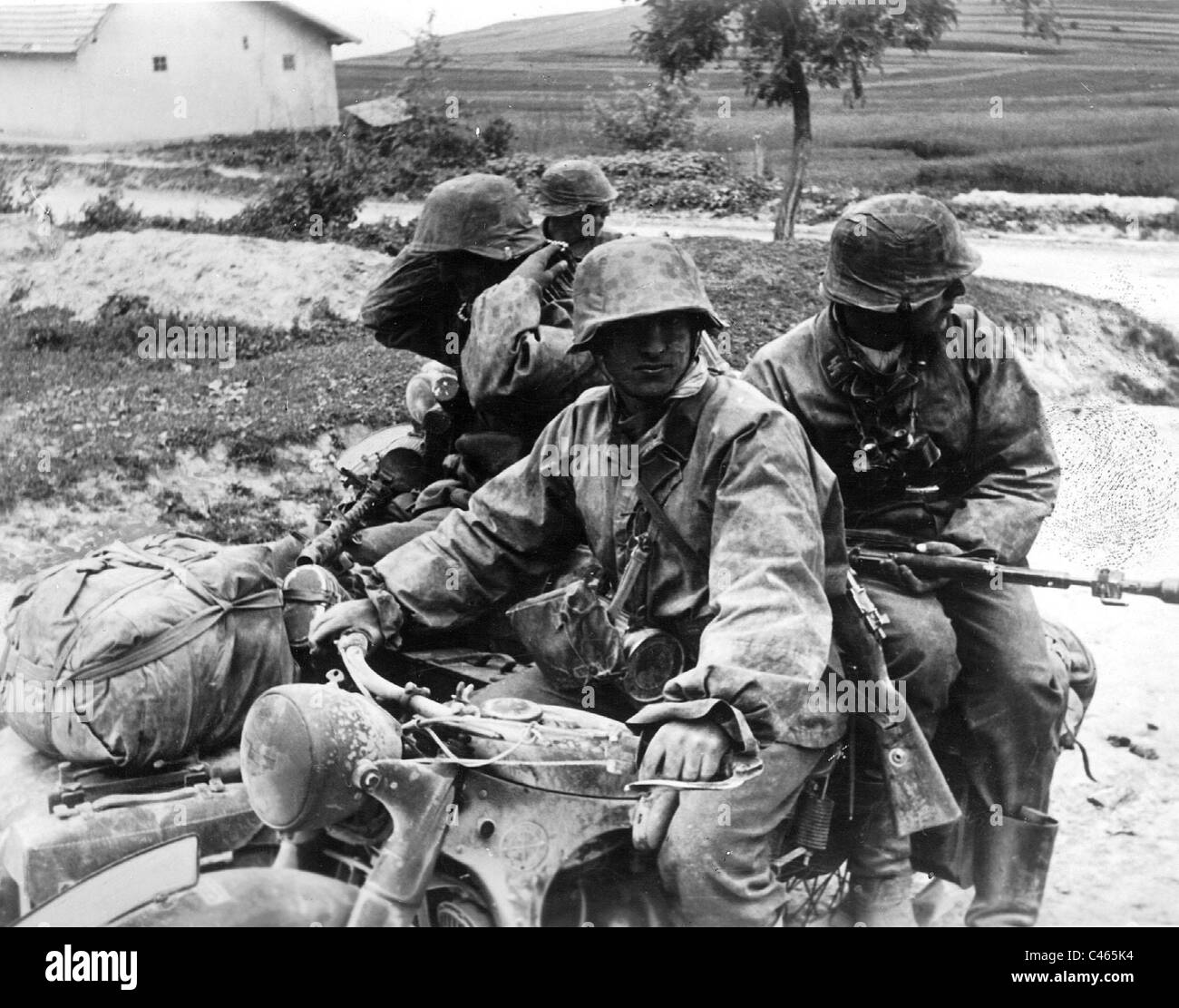 Les troupes de la moto Waffen-SS, 1941 Banque D'Images