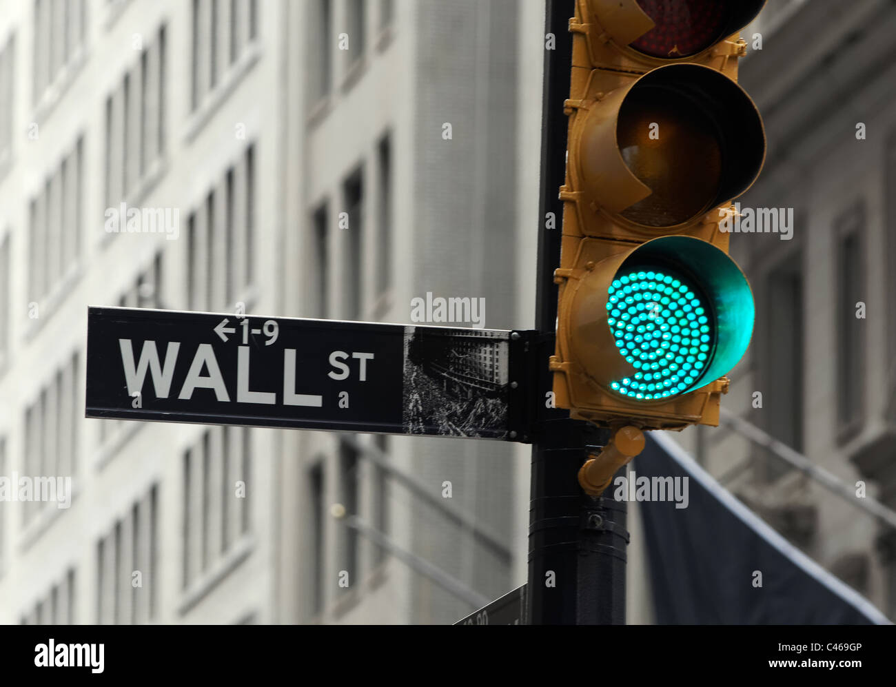 La région de Wall Street à New York City's financial district abrite la Bourse de New York. Banque D'Images