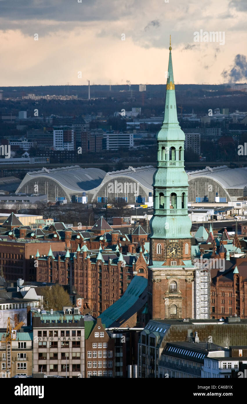 La ville de Hambourg à partir de ci-dessus. Banque D'Images