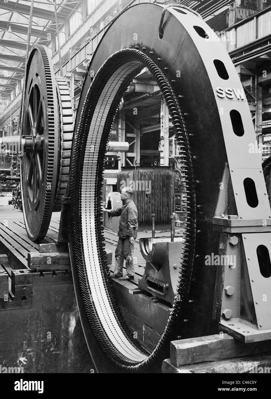 La production de turbines de Siemens Schuckert à Berlin, 1935 Banque D'Images