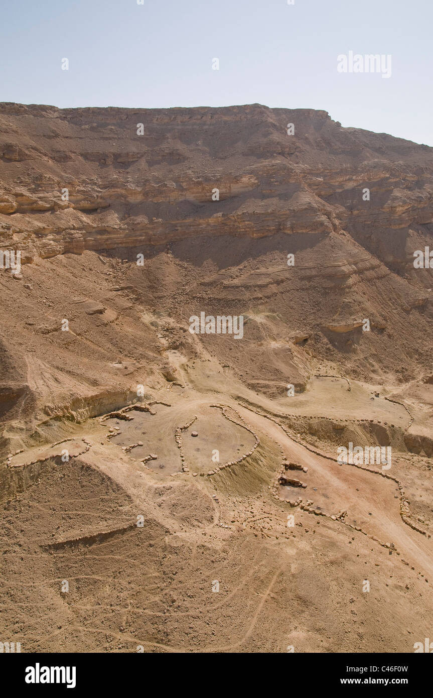 Photographie aérienne du cratère de Ramon dans le désert du Néguev Banque D'Images