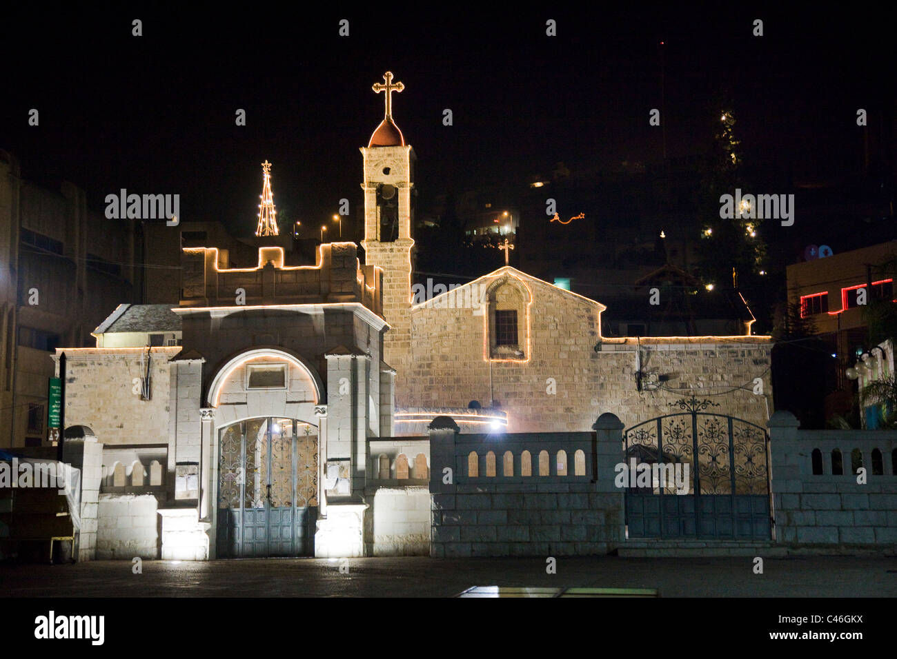 Photographie de la veille de Noël à l'église de l'Annonciation à Nazareth Banque D'Images