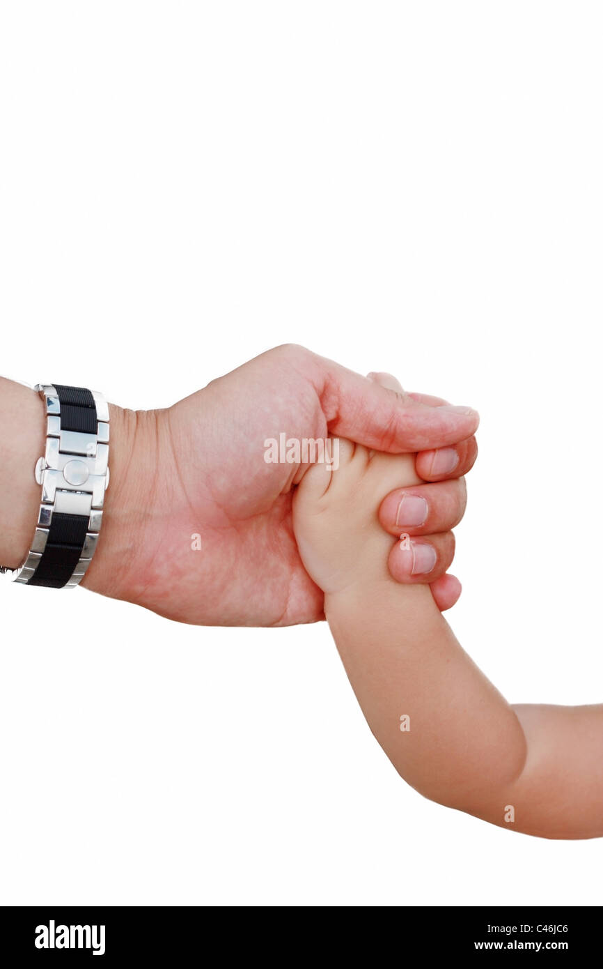 Photo de toucher un bébé tenant une main Pères Banque D'Images