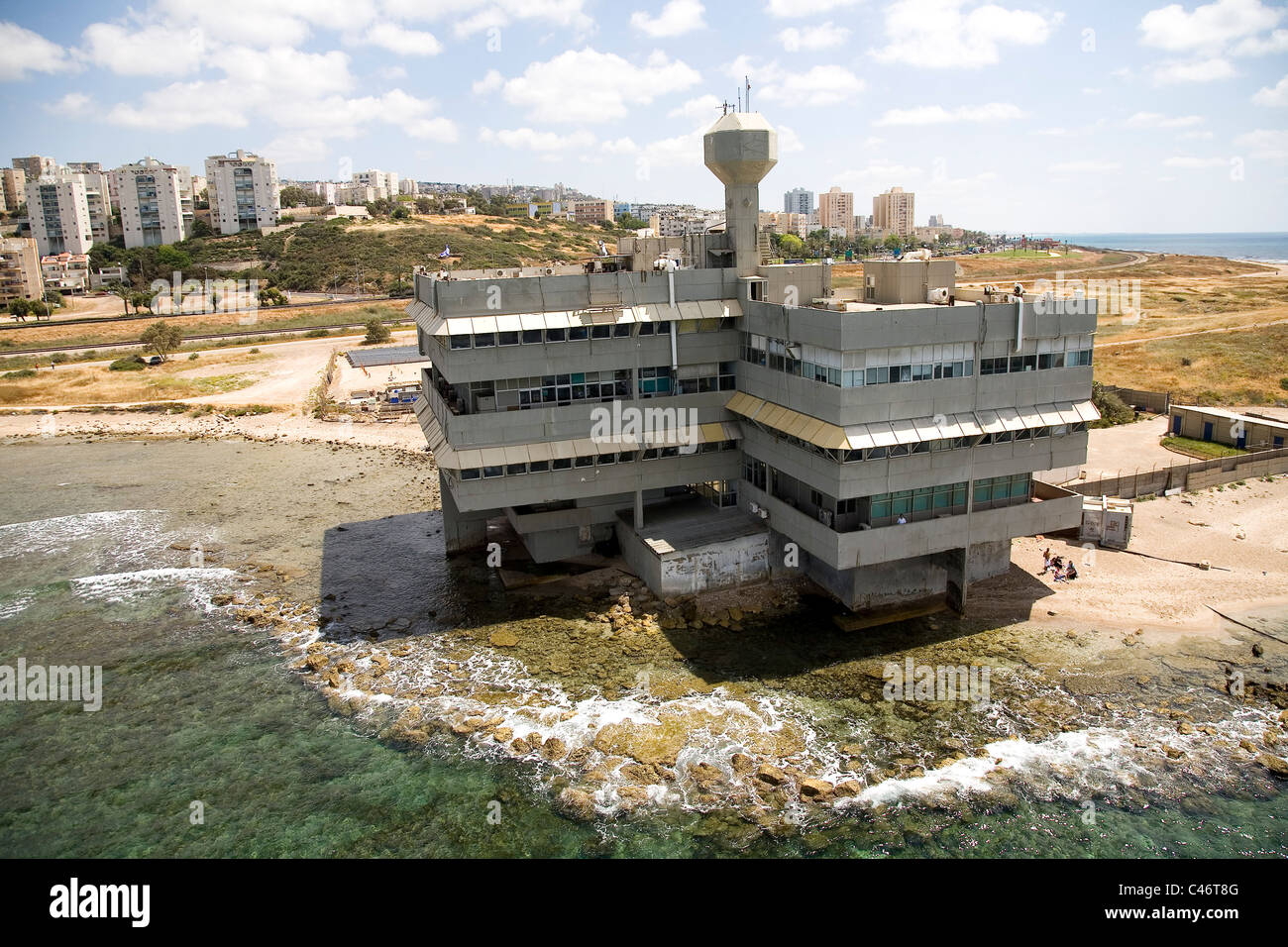 Photo aérienne de l'Institut de recherche océanographique dans la ville de Haïfa Banque D'Images