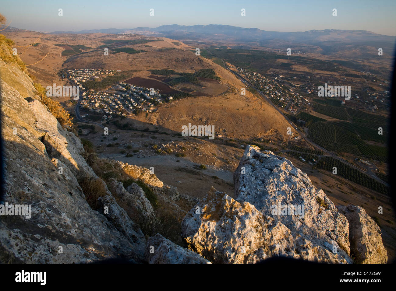 Photographie du paysage depuis le sommet du mont Arbel en Galilée Banque D'Images