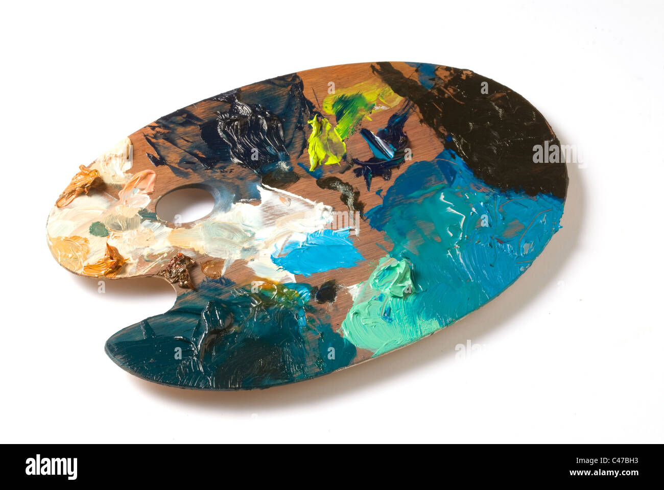 Artist's palette de peinture en bois mince Banque D'Images