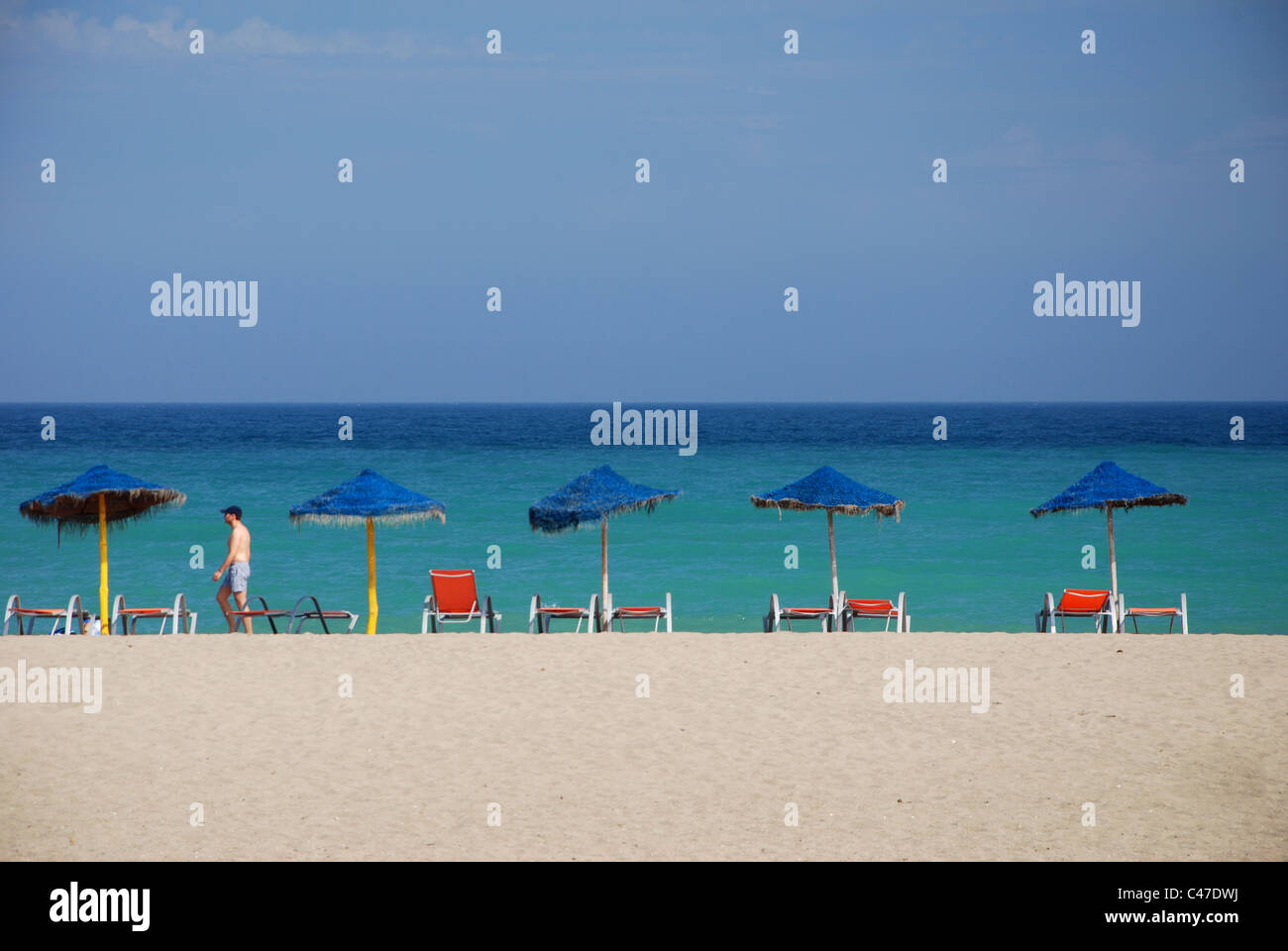 La plage de Levante, Puerto Banus, Costa del Sol, la province de Malaga, Andalousie Puerto Banus Espagne Europe Banque D'Images