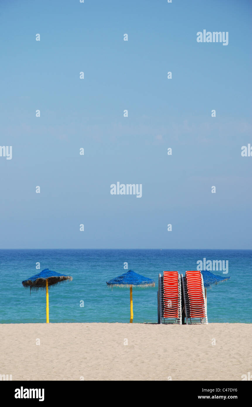 La plage de Levante, Puerto Banus, Costa del Sol, la province de Malaga, Andalousie, Espagne Puerto Banus Europe Banque D'Images