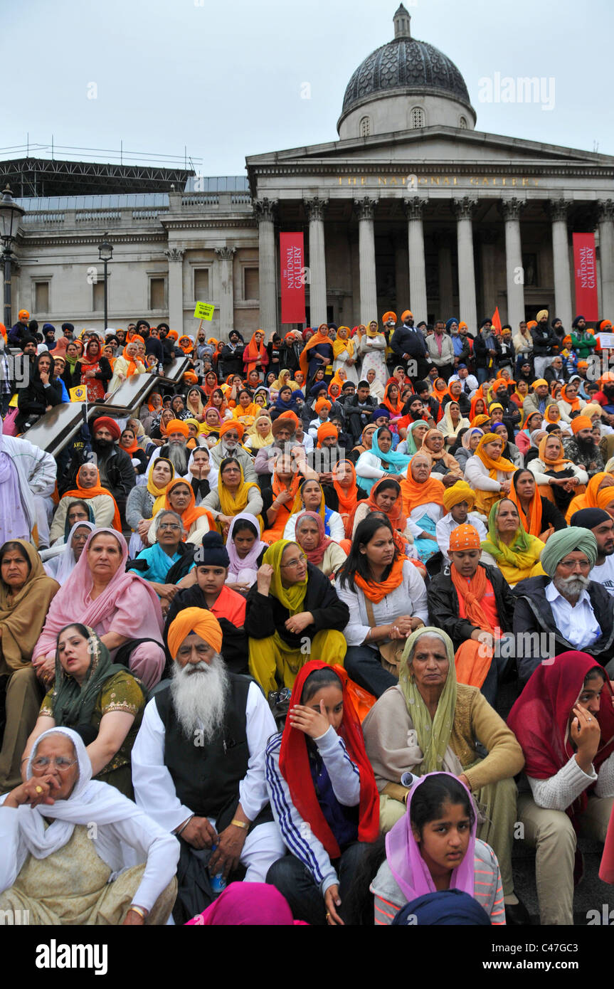 Trafalgar Square 5 juin 2011 le Temple d'or sikh d'Amritsar massacre 1984 manifestation de commémoration Banque D'Images