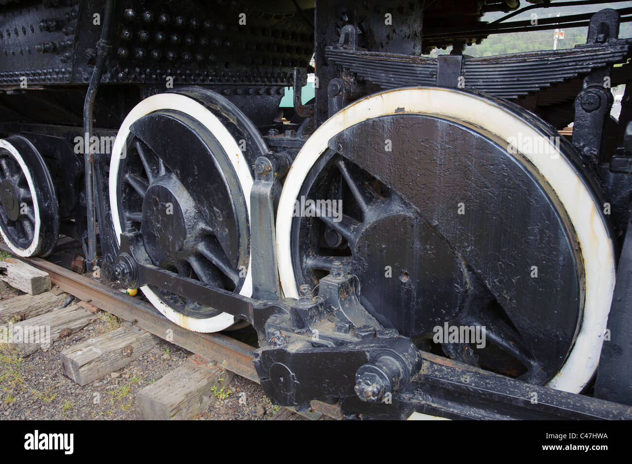 Ce 1926 machine à vapeur a été construite par la Baldwin Locamotive travaille pour l'entreprise forestière de Polson Hoquiam, WA. Banque D'Images