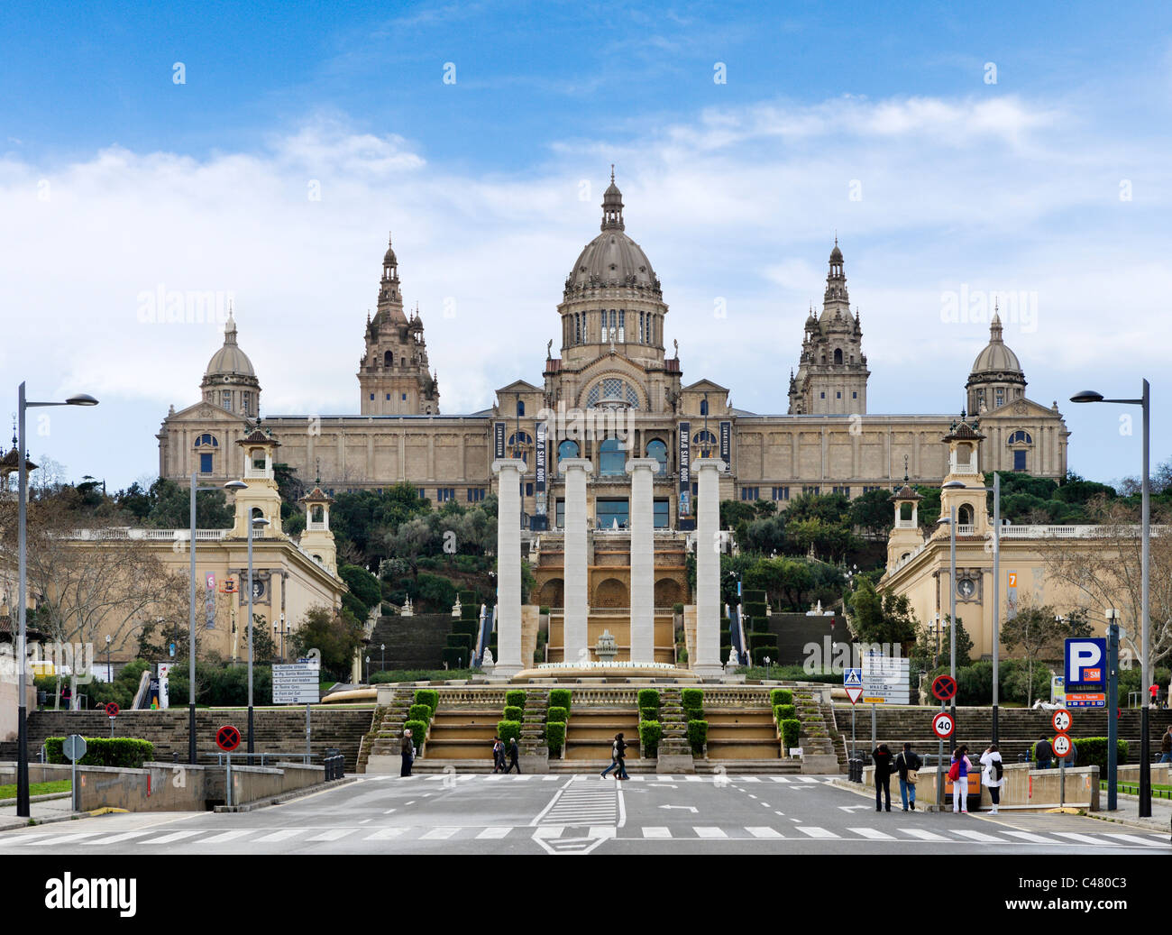 Le Palau Nacional, Montjuïc, Barcelone, Catalogne, Espagne Banque D'Images