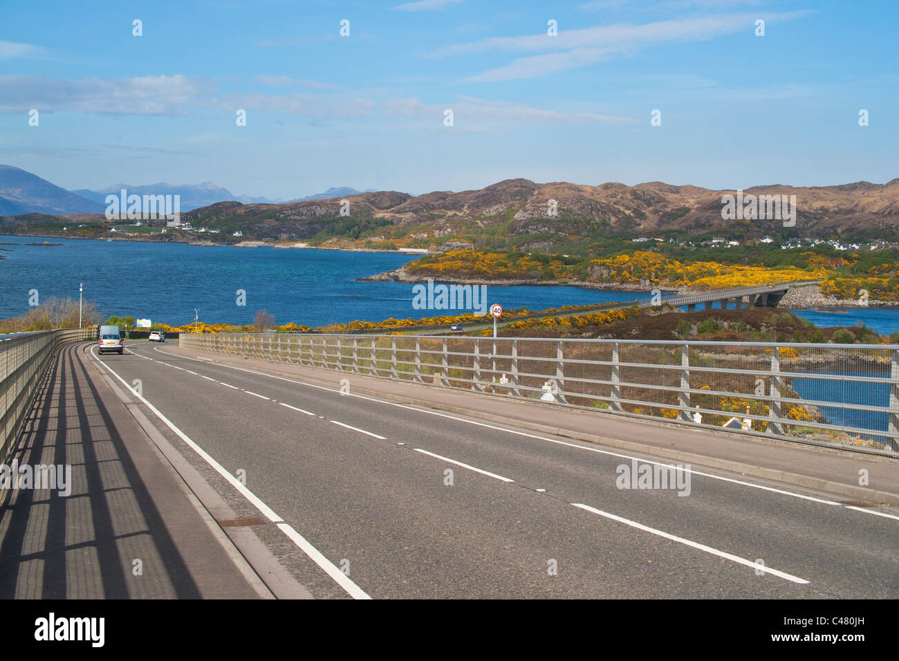 Kyle of Lochalsh, du pont de Skye Highland région, Ecosse, novembre Banque D'Images