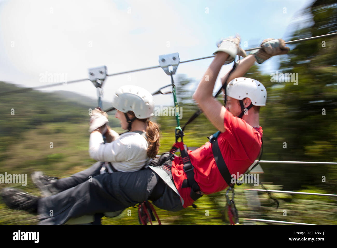 Câble Super, Extremo Canopy Tour Monteverde Monteverde, Costa Rica Banque D'Images