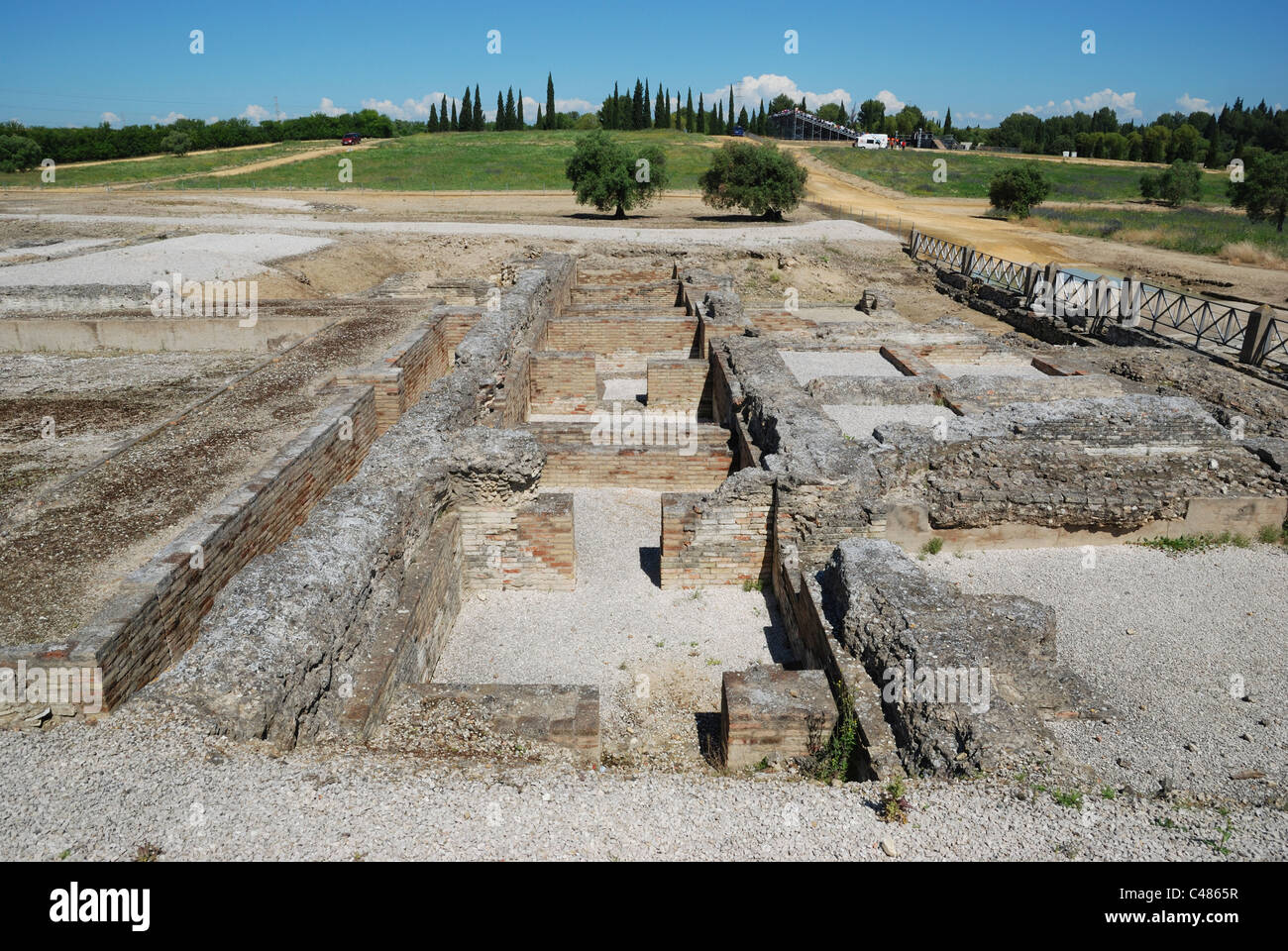 Les thermes dans l'ancienne ville romaine d'Italica, près de Séville, en Espagne. Banque D'Images