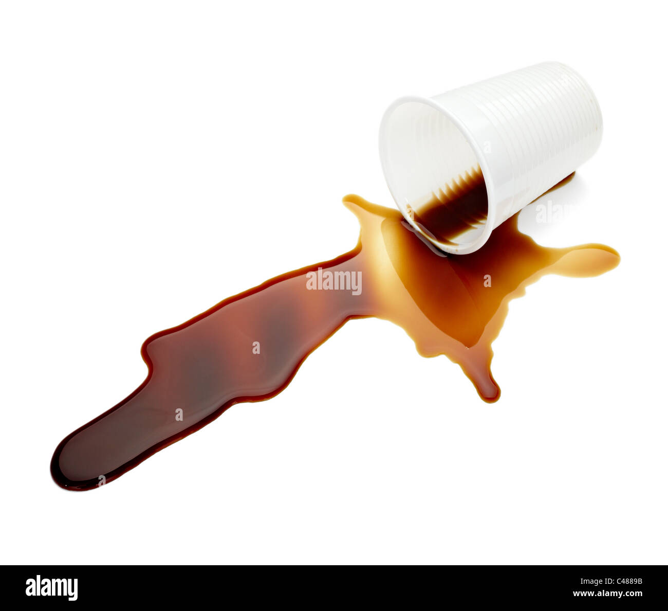 café renversé Banque D'Images