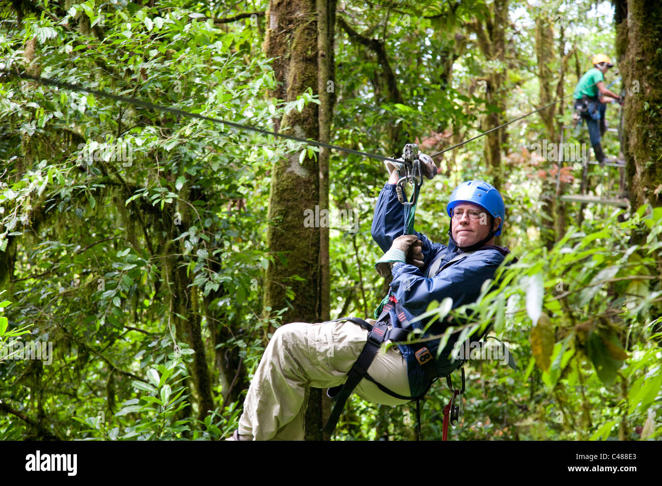 Câble Super, Extremo Canopy Tour Monteverde Monteverde, Costa Rica Banque D'Images