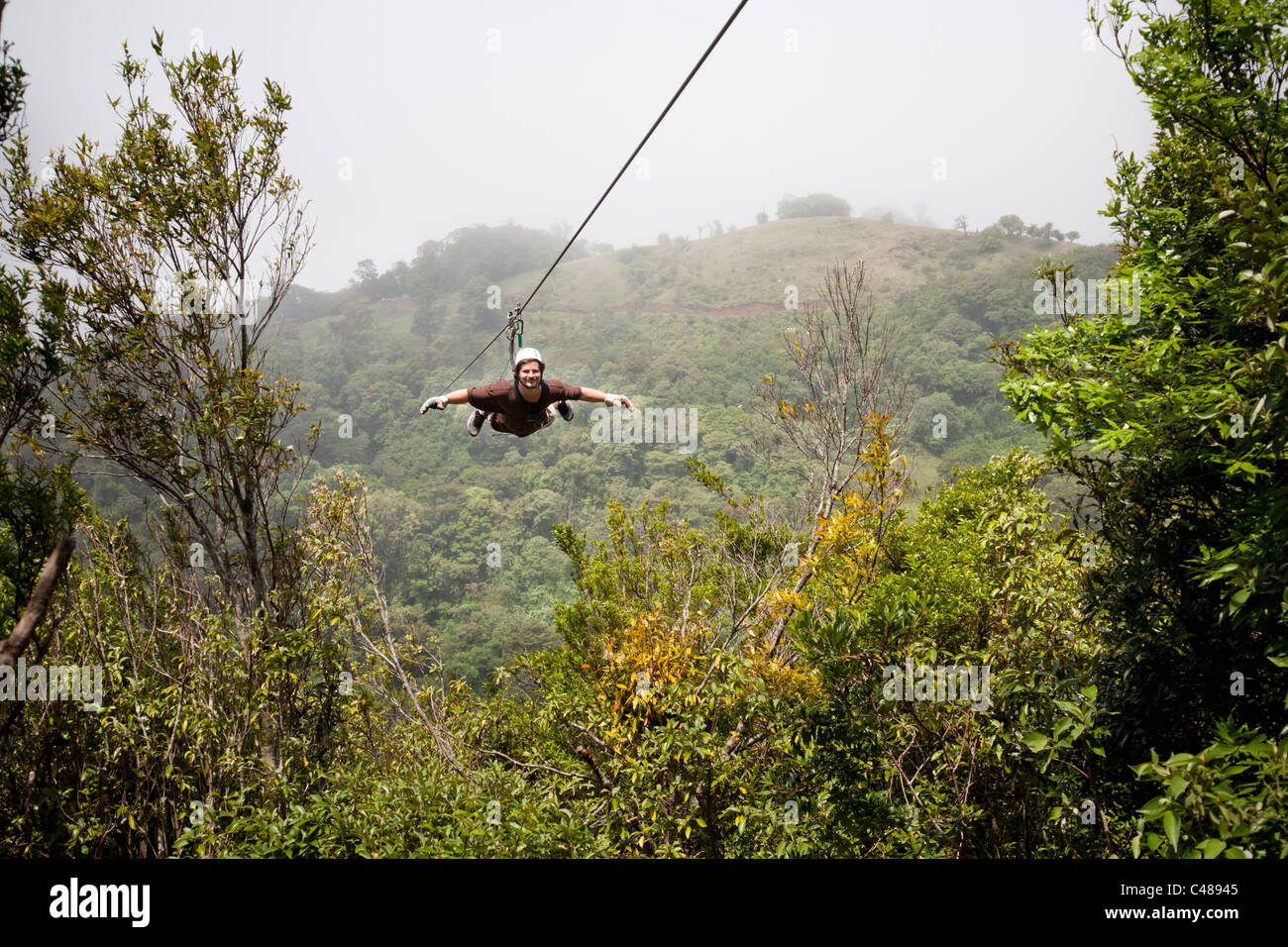 Ce qu'on appelle Superman, Extremo Canopy Tour Monteverde Monteverde, Costa Rica Banque D'Images