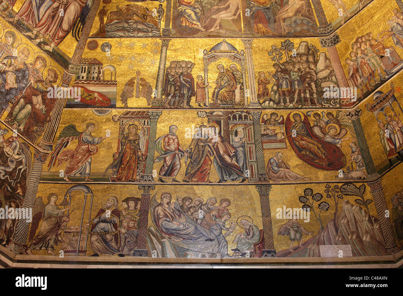Le plafond en mosaïque dans le Baptistère de Saint-Jean, Florence, Italie Banque D'Images
