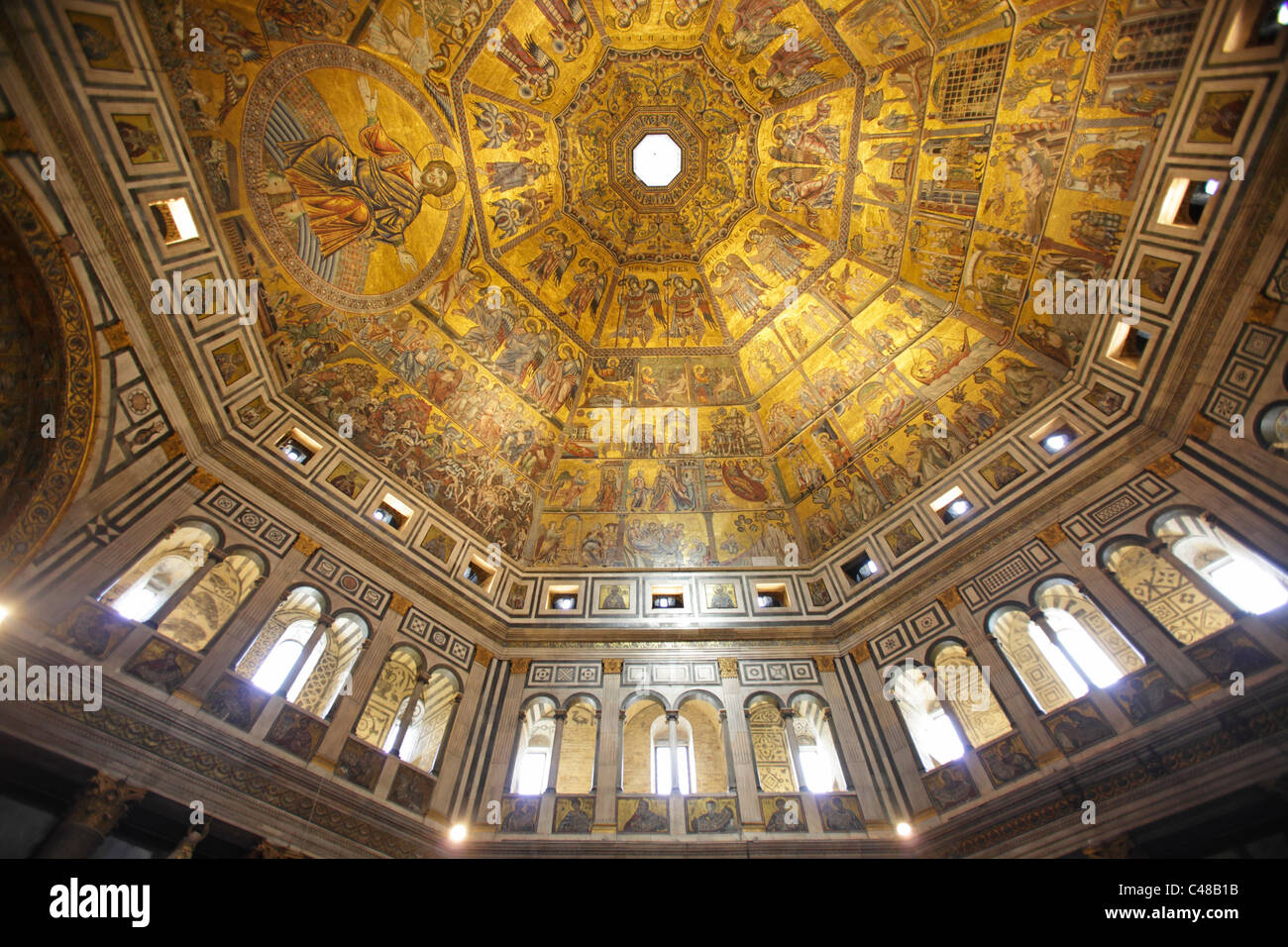 Le plafond en mosaïque dans le Baptistère de Saint-Jean, Florence, Italie Banque D'Images