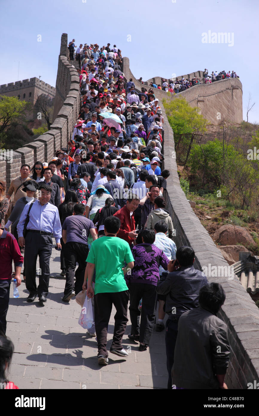 Des foules de gens à la Grande Muraille de Chine, Beijing, Chine Banque D'Images