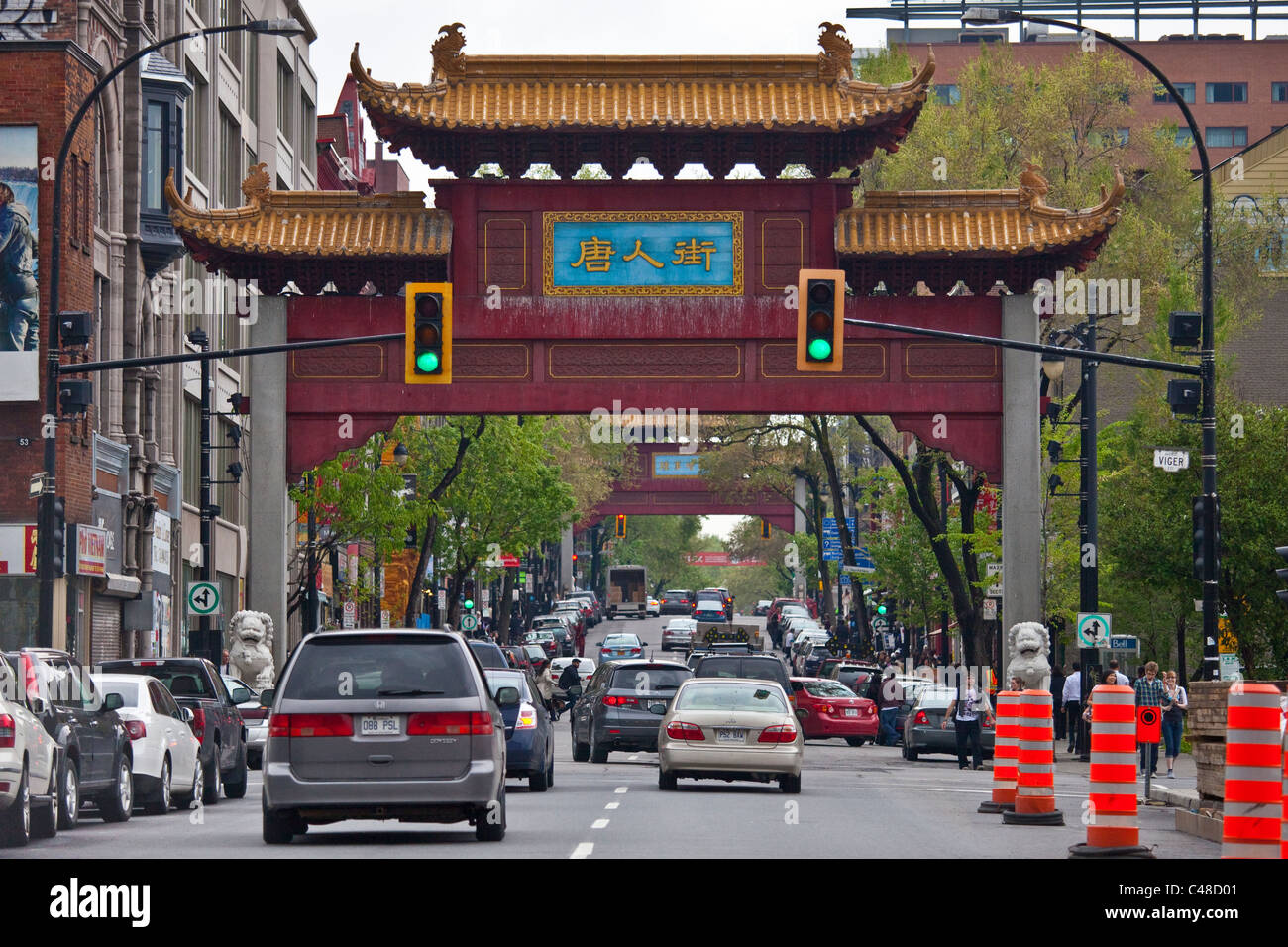 Chinese gate dans le quartier chinois, Montréal, Canada Banque D'Images