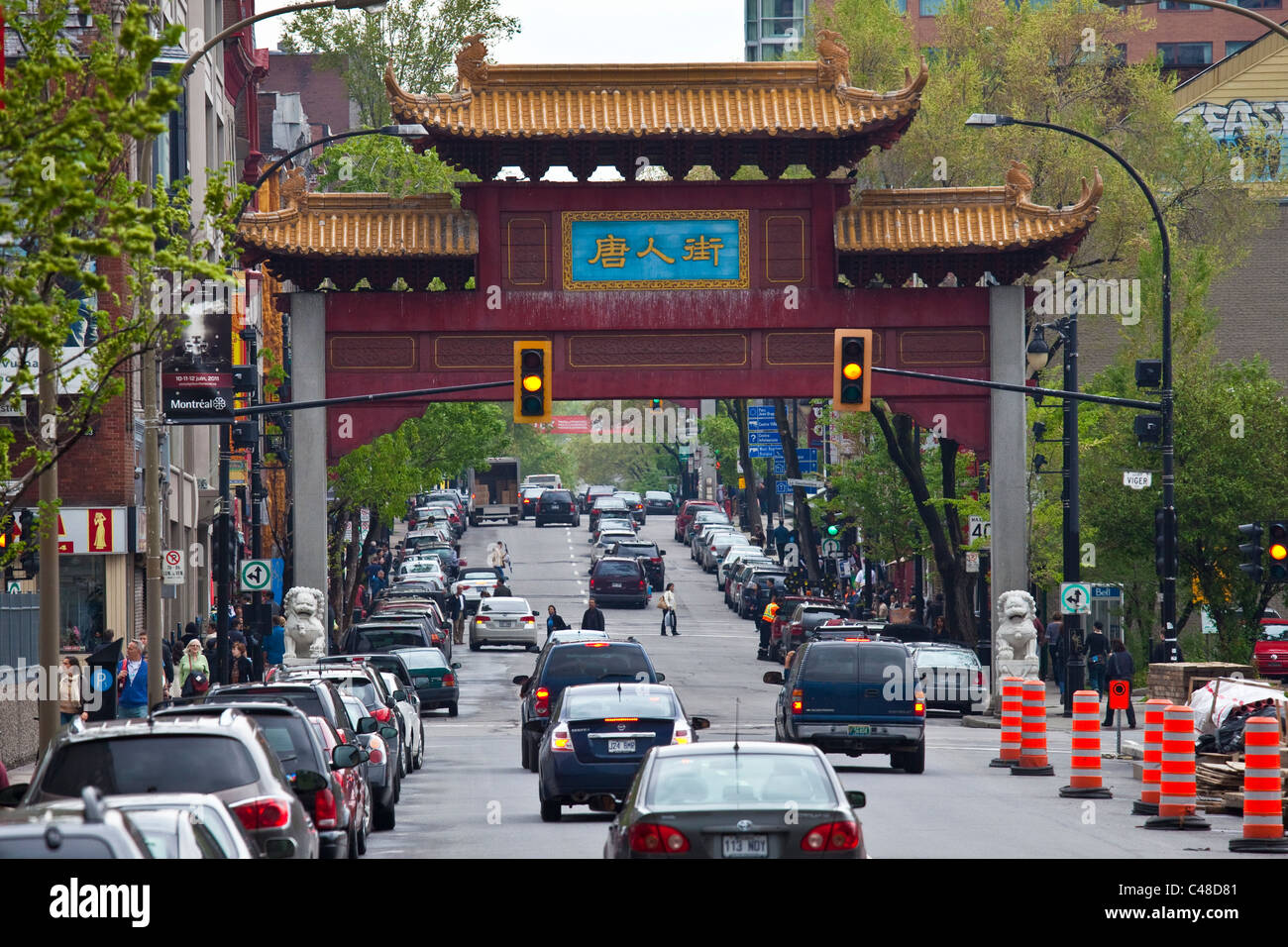 Chinese gate dans le quartier chinois, Montréal, Canada Banque D'Images