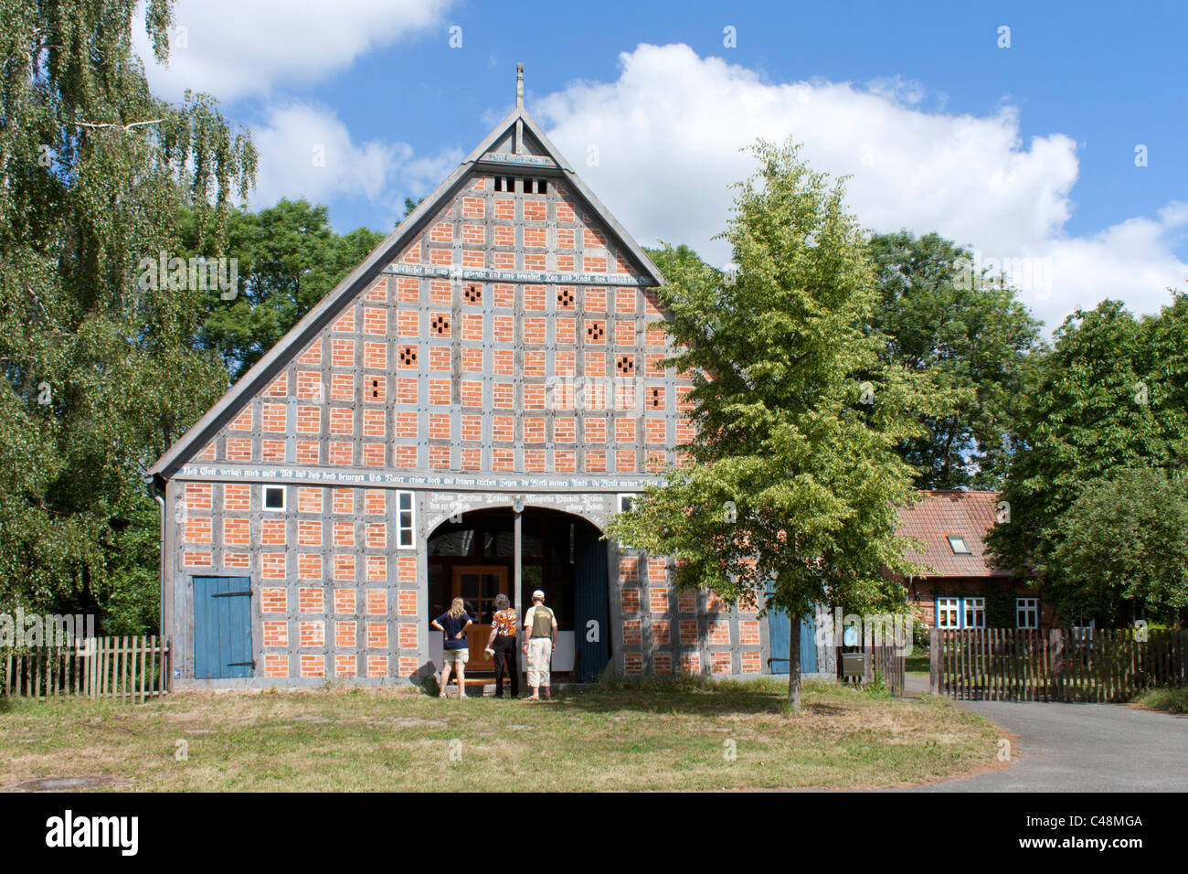 Maison à colombages dans la Loge, Wendland, Basse-Saxe, Allemagne Banque D'Images