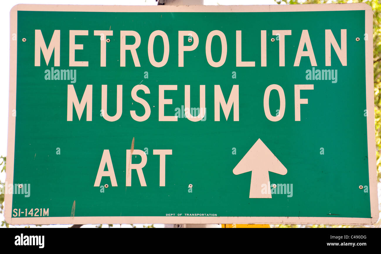 5 Avenue, New York, Museum Mile Road Sign, Metropolitan Museum of Art, Banque D'Images