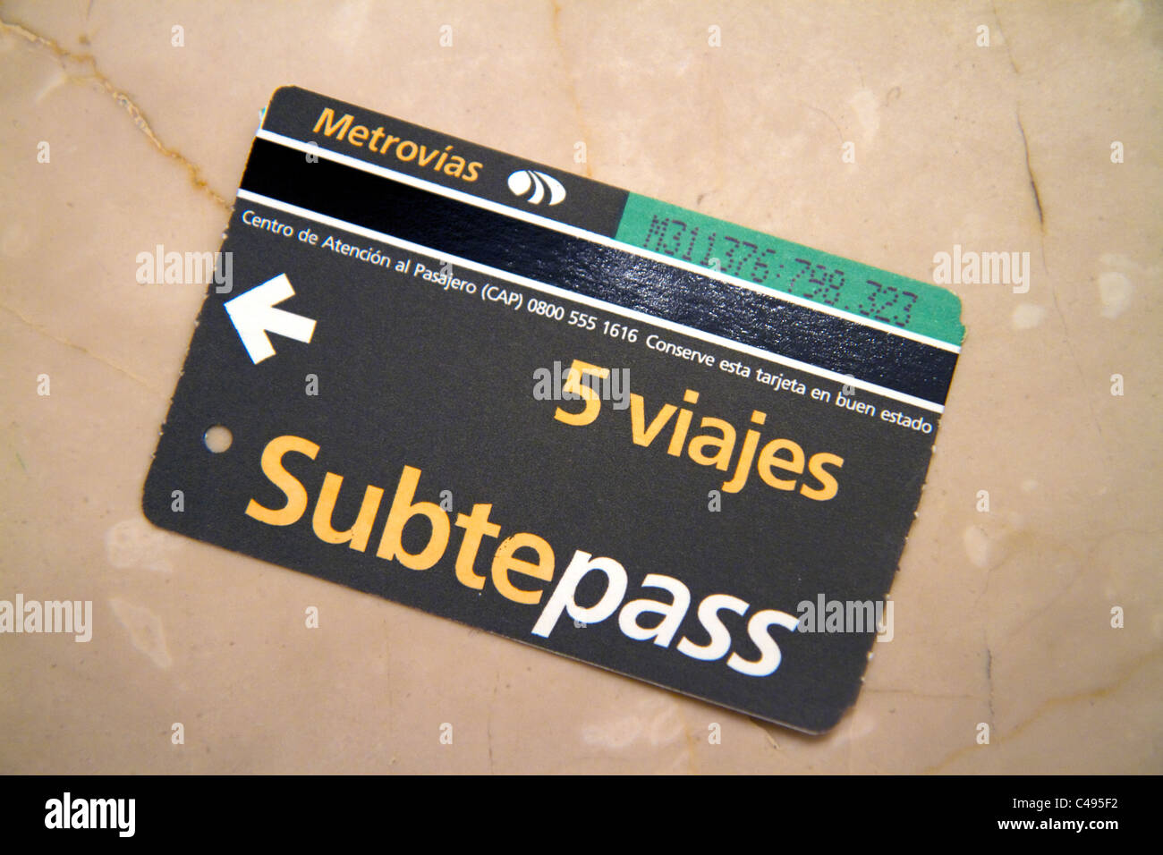 Subtepass pour utilisation dans le métro de Buenos Aires, Argentine. Banque D'Images