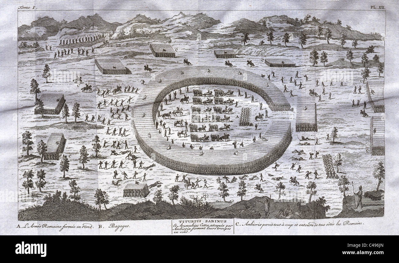 Jules César (100-44 av. J.-C.). Homme politique et général romain et écrivain. Commentarii De Bello Gallico. La bataille avec Ambiorix. Banque D'Images