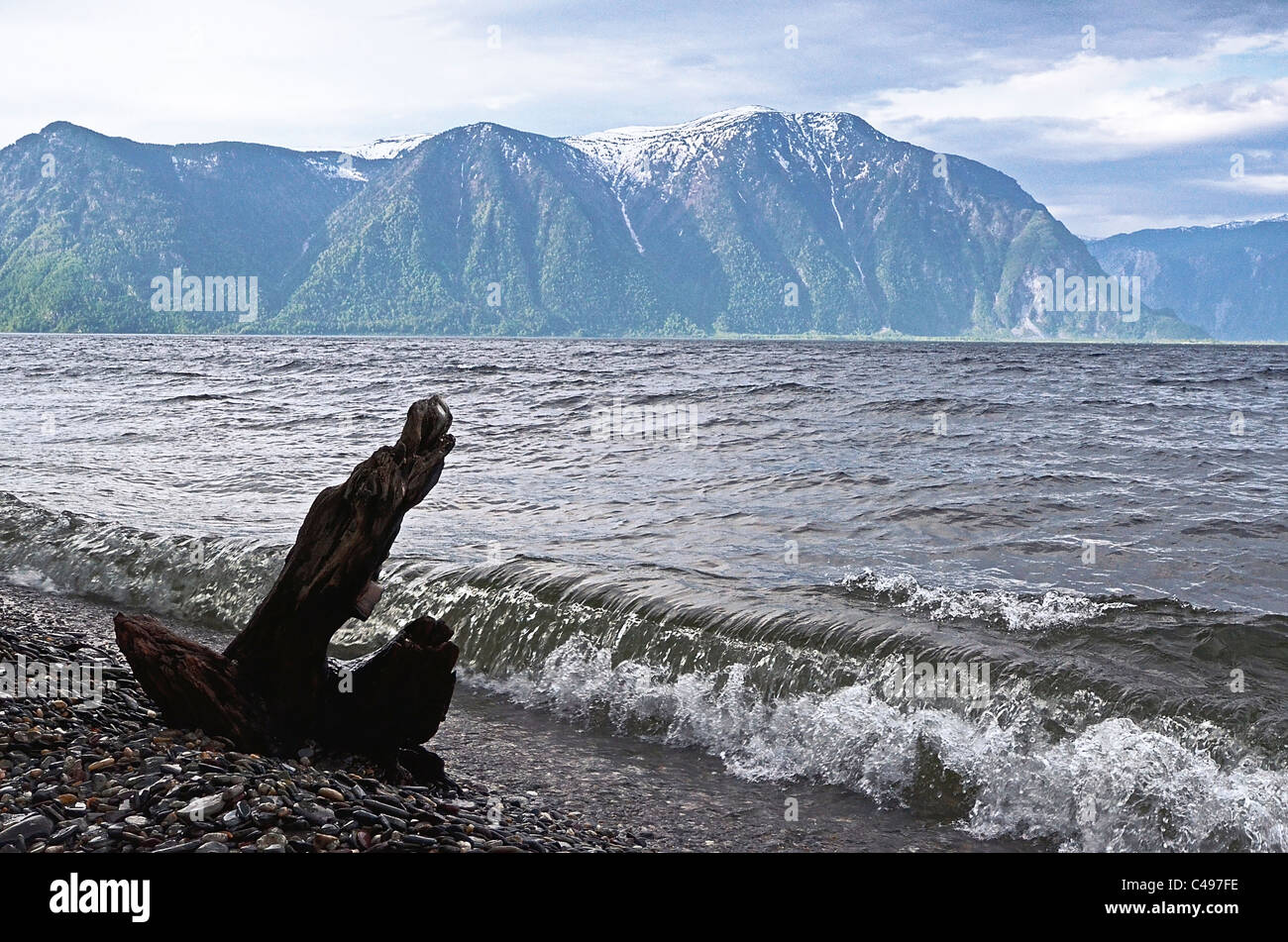 Le lac Teletskoye et Tualok mont. Altaï. La Sibérie. La Russie Banque D'Images