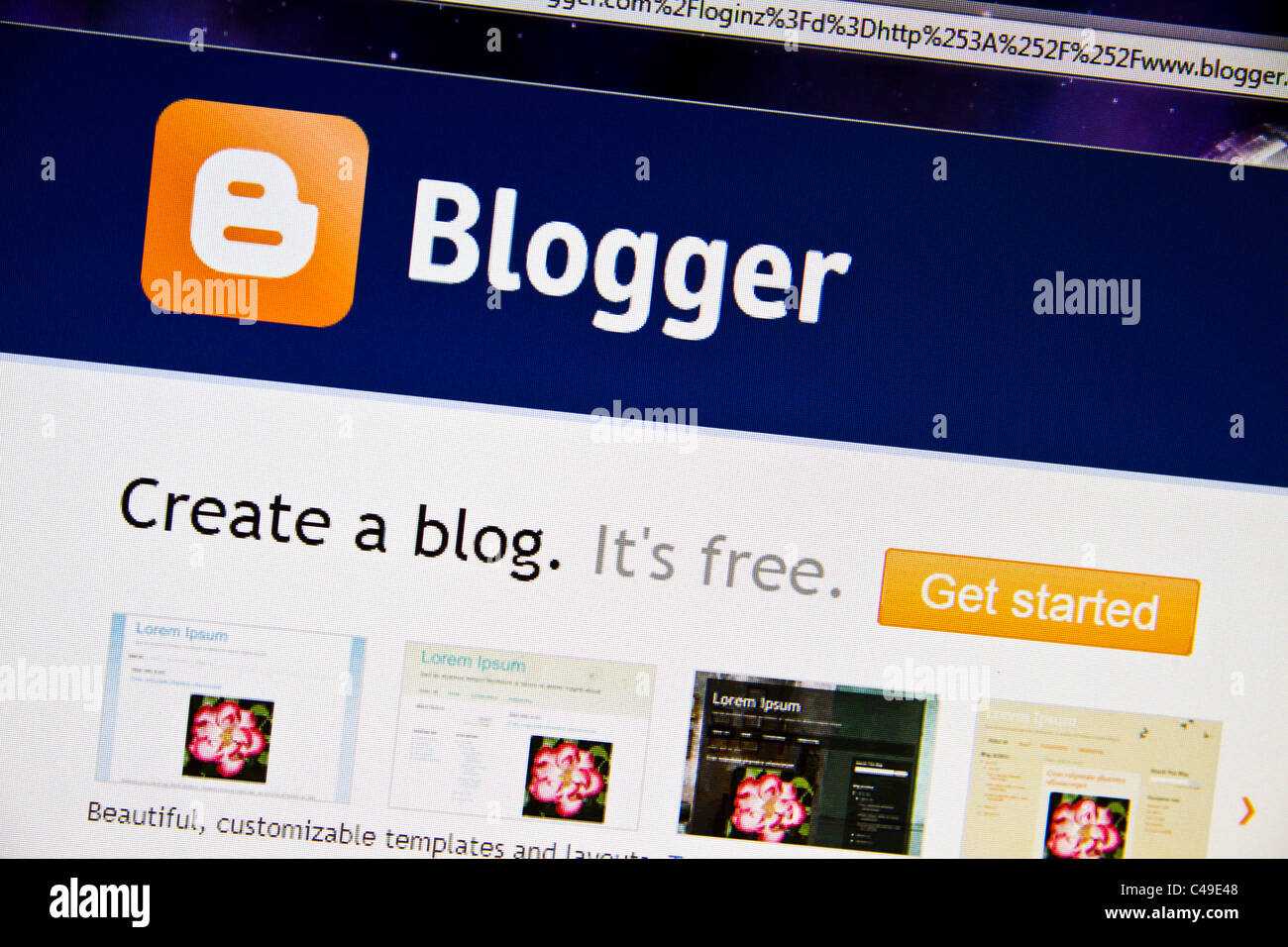 Site web Blogger affiché sur l'écran de l'ordinateur Banque D'Images