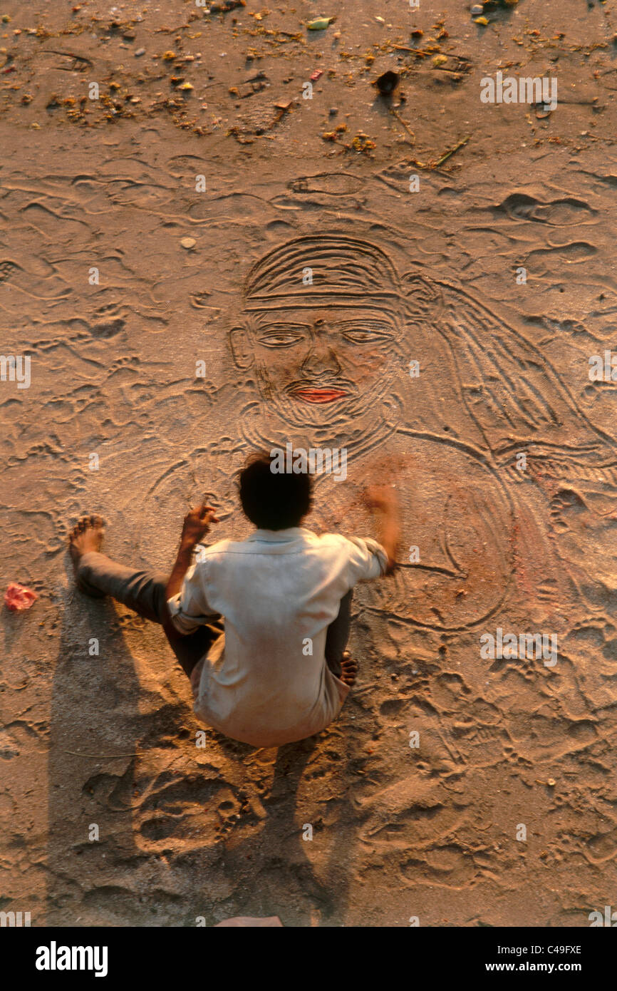 Photographie d'un artiste au travail à Nasik Inde Banque D'Images