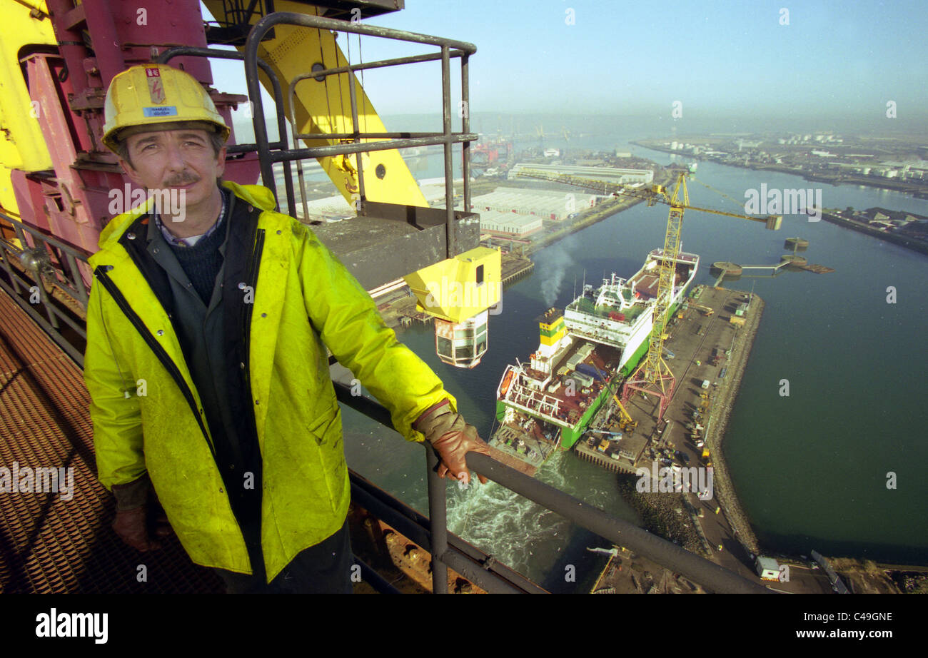 Stock Photo - La vue depuis le haut de Samson et Goliath, le fameux yellow à grues Harland and Wolff, à Belfast Banque D'Images