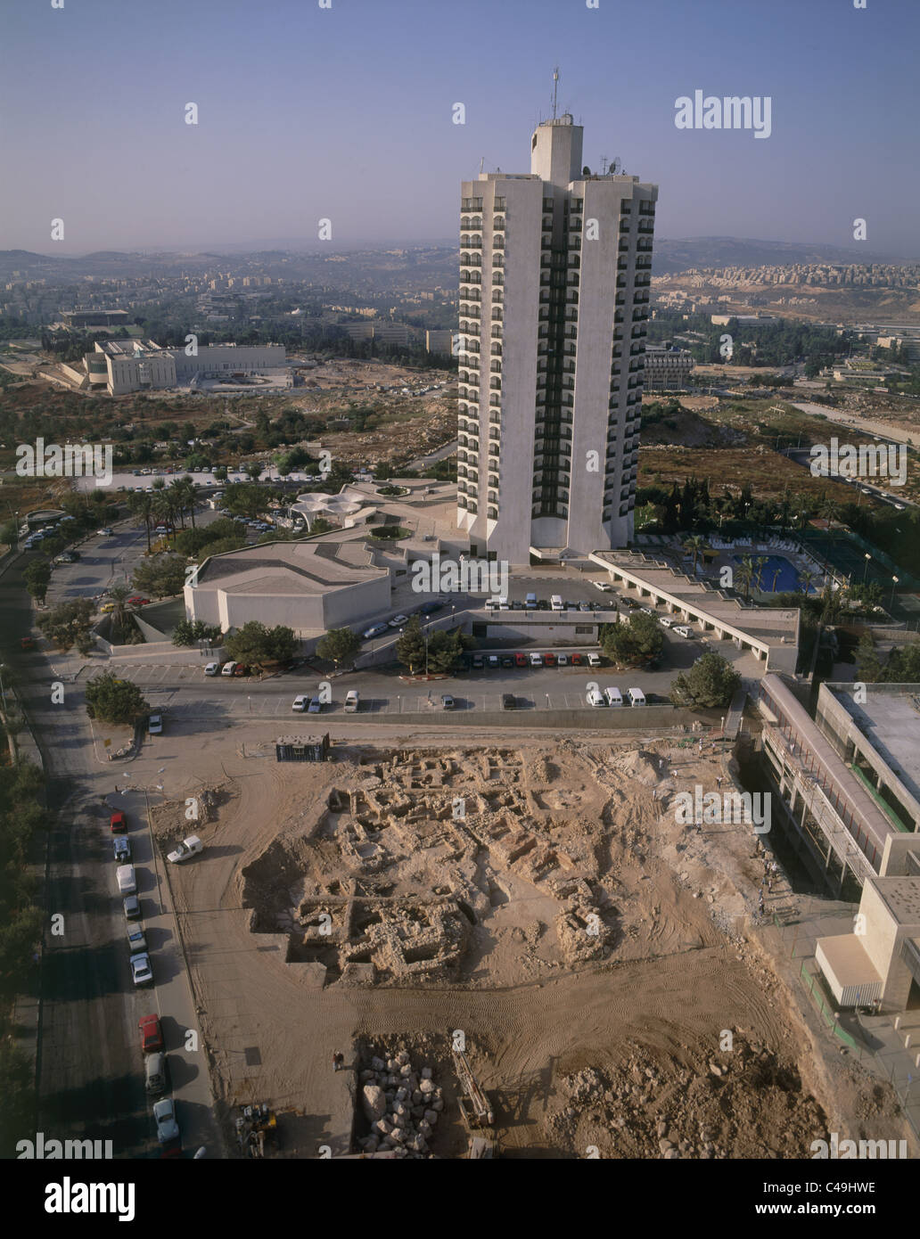Photographie aérienne d'une époque Romaine ruines près de l'hôtel Hilton à Jérusalem Banque D'Images