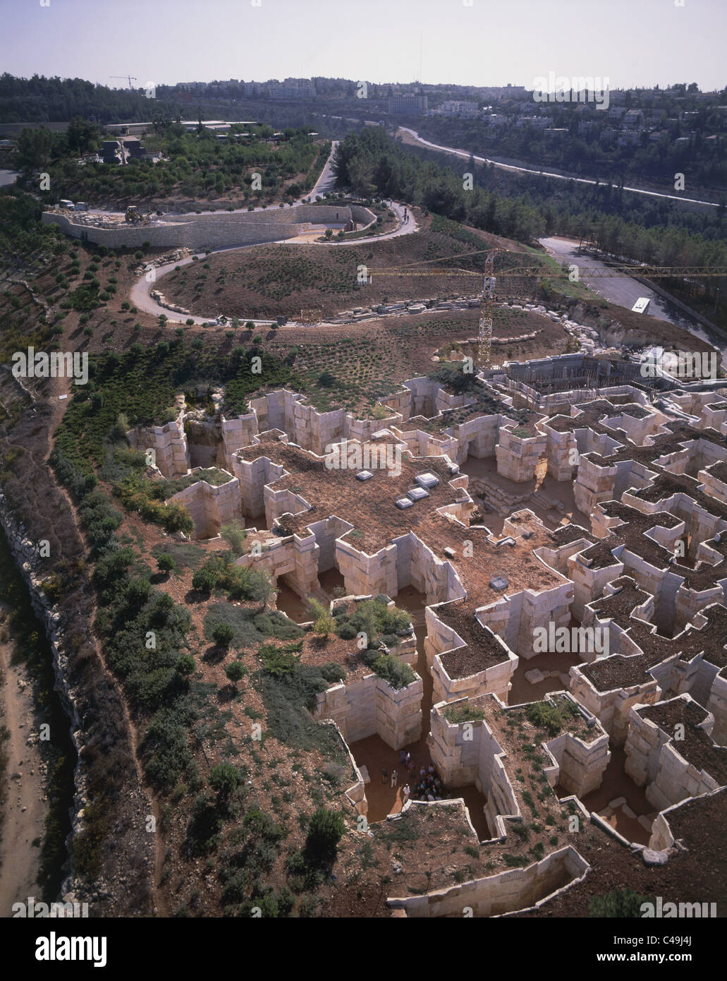 Photographie aérienne de la vallée de la communautés dans le musée de l'Holocauste Yad Vashem et commémoratif Banque D'Images