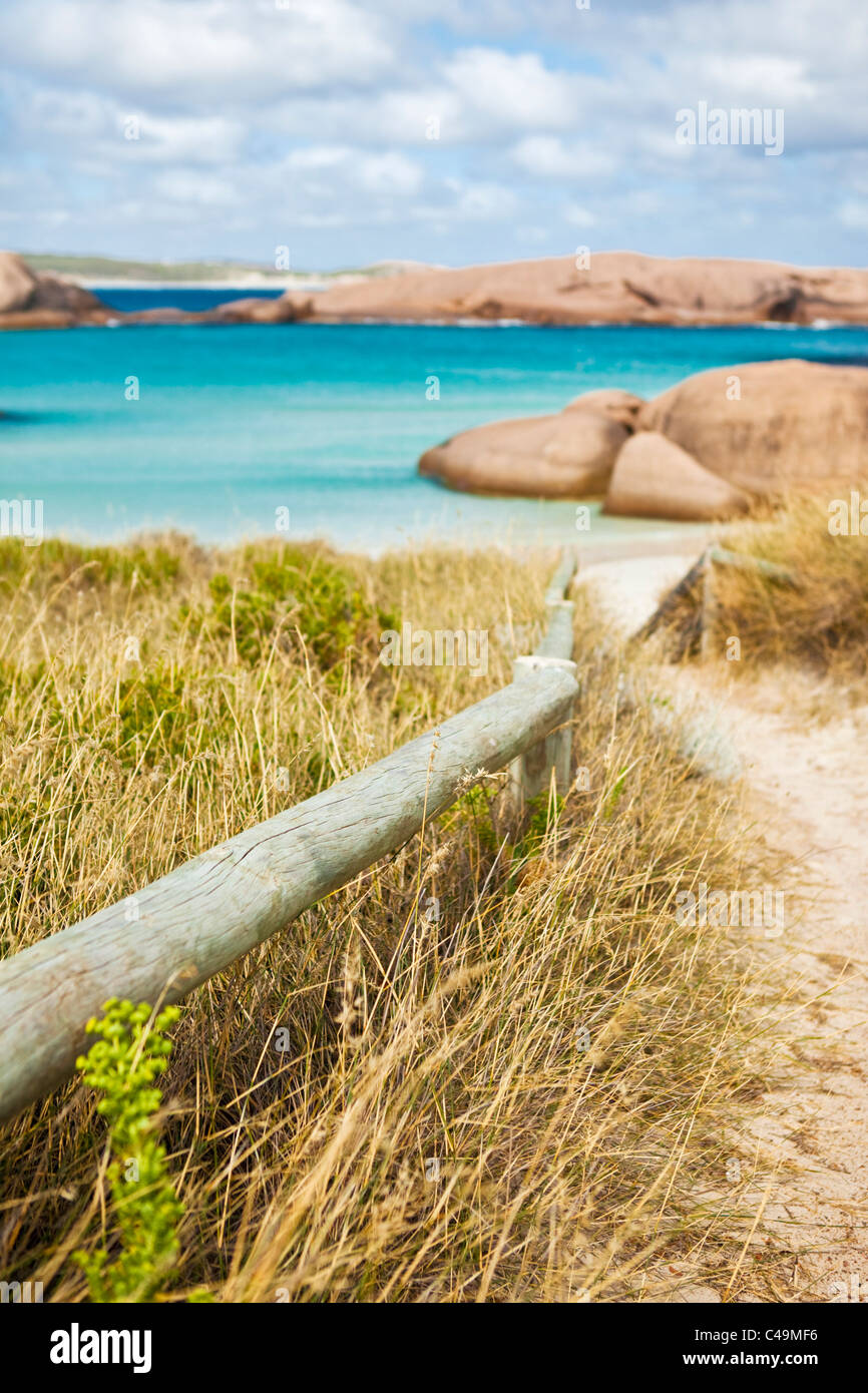 Chemin menant vers le bas pour Twilight Cove. Esperance, Australie occidentale, Australie Banque D'Images
