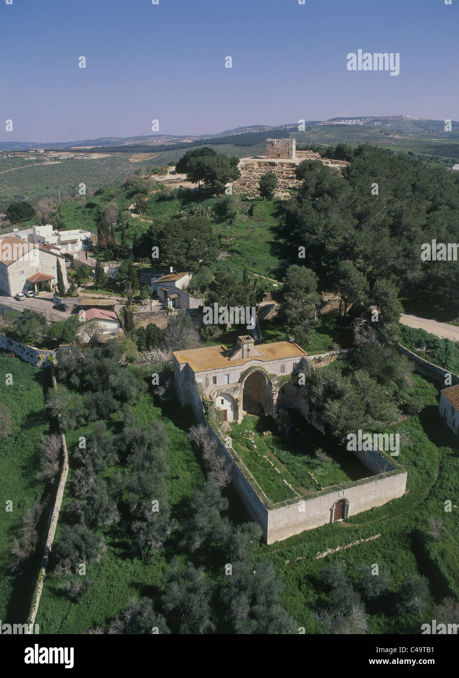 Photographie aérienne des ruines de la ville romaine de Sepphoris dans la basse Galilée Banque D'Images