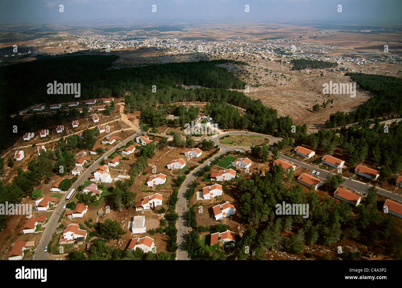 Photo aérienne de la colonie de Kadim à Samarie. Banque D'Images