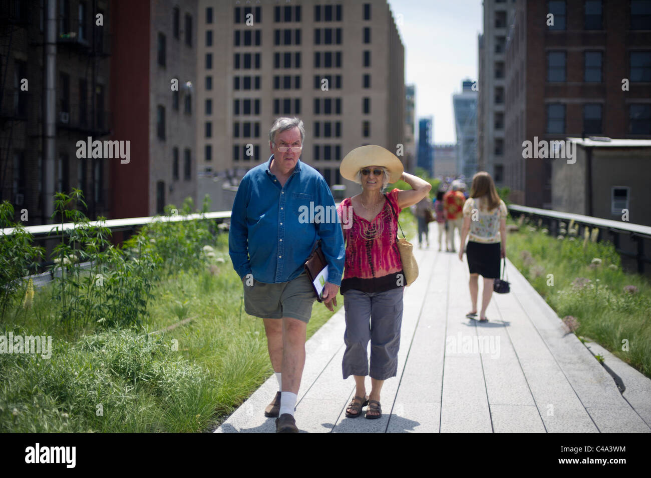 Jour de l'ouverture de la deuxième phase du parc High Line à Chelsea à New York Banque D'Images