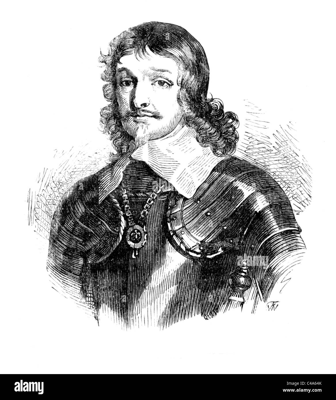 Portrait de James, 3e marquis d'Hamilton et duc de Hamilton, noir et blanc ; illustration ; Banque D'Images