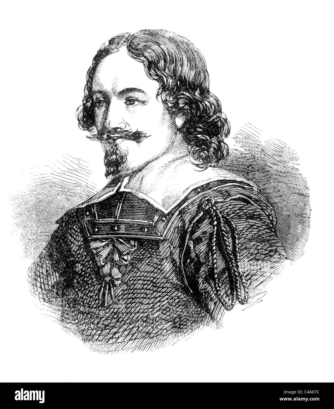 Portrait du Général Leslie, comte de Leven, parlementaire anglais pendant la guerre civile anglaise ; noir et blanc Illustration ; Banque D'Images