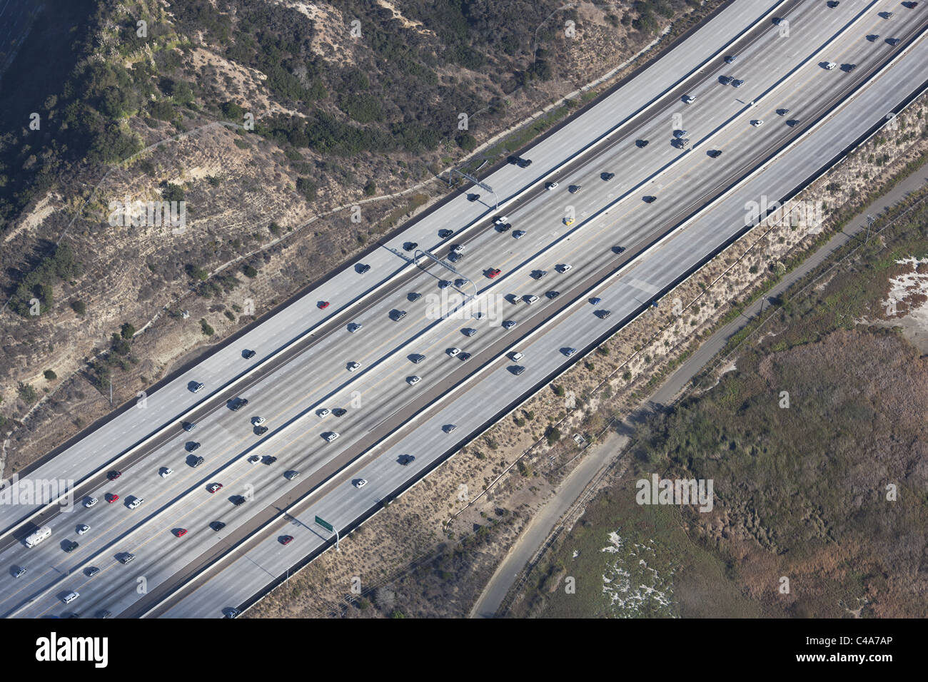 VUE AÉRIENNE.Interstate 5.Del Mar, comté de San Diego, Californie, États-Unis. Banque D'Images