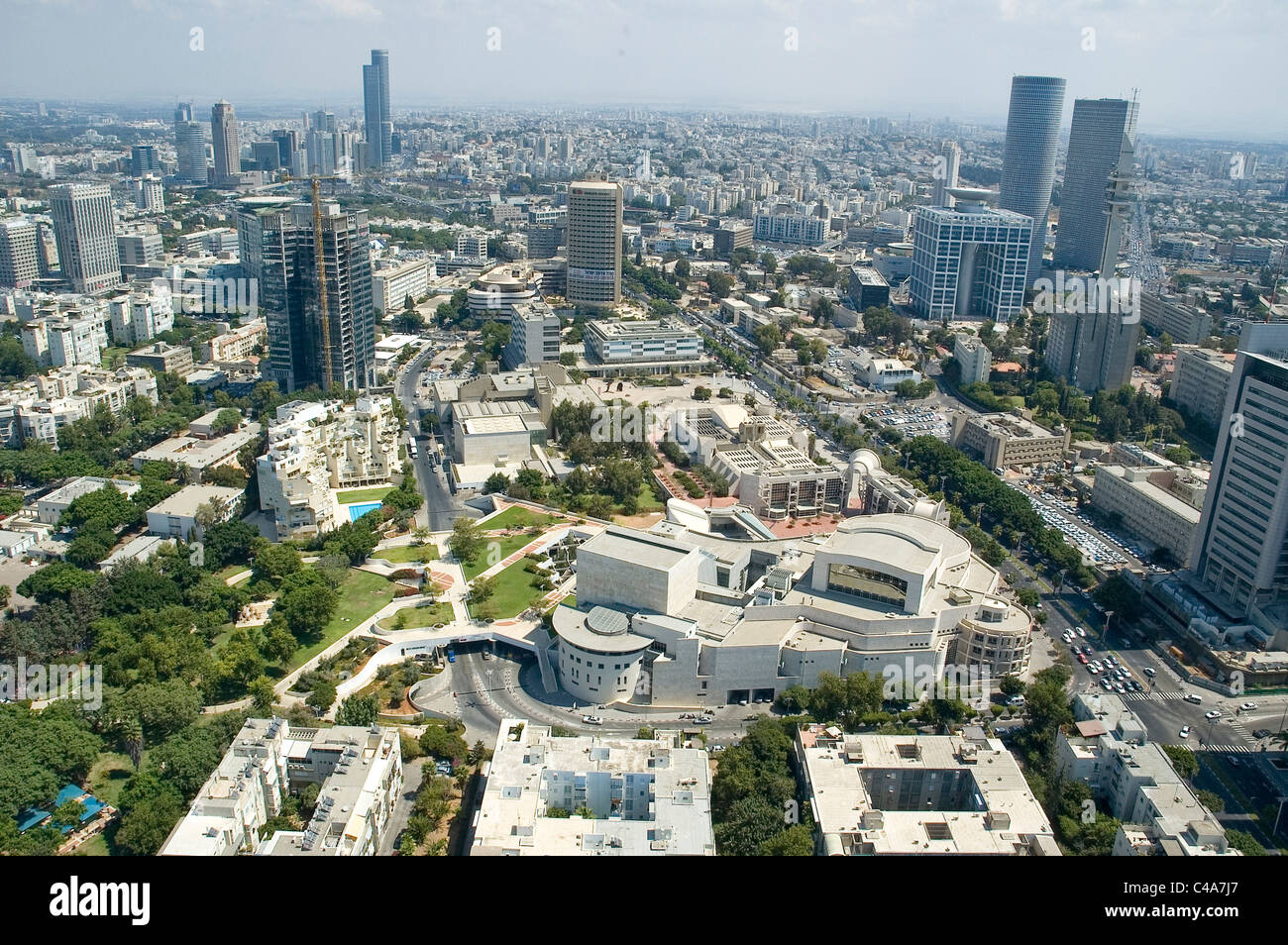 Photographie aérienne des Ha'Kamery Theatre à Tel Aviv Banque D'Images