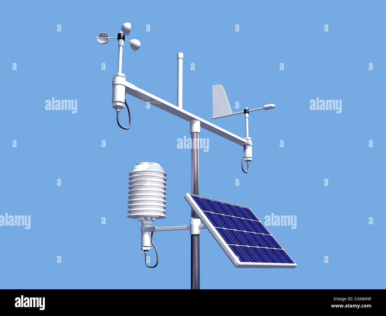 Illustration de divers instruments sur une station météo Banque D'Images