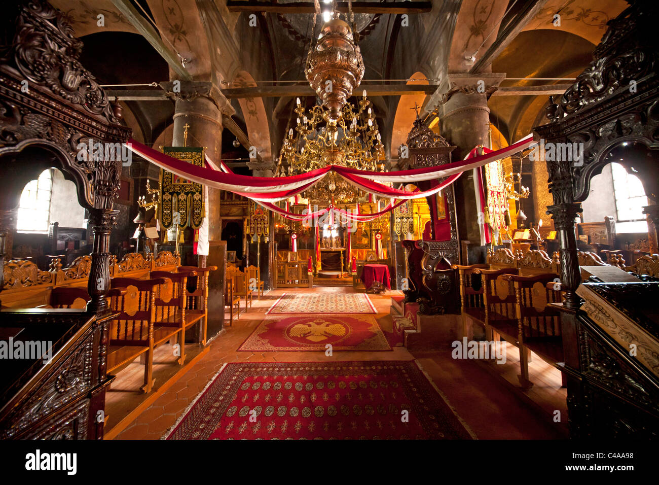 L'intérieur du monastère d' Agia Anastasia près de Farmakolytria Galatista, Chalkidiki, Grèce Banque D'Images