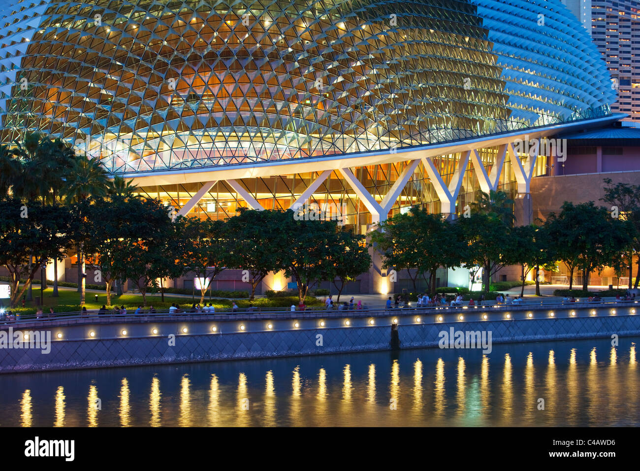 Singapour, Singapour, Marina Bay. Esplanade - Theatres on the Bay. Banque D'Images